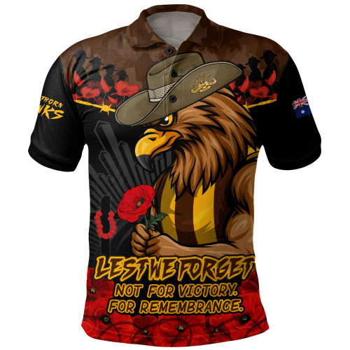 Hawthorn Polo Shirt ANZAC Day Not For Victory For Remembrance