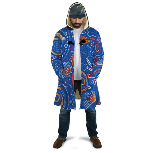 [Custom] Australia Aboriginal Cloak - Indigenous Footprint Patterns Blue Color