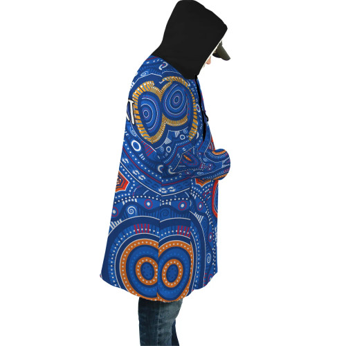 [Custom] Australia Aboriginal Cloak - Indigenous Footprint Patterns Blue Color