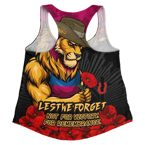 Brisbane Lions Women Racerback Singlet ANZAC Day Not For Victory For Remembrance