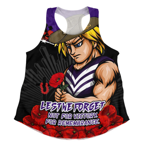 Fremantle Women Racerback Singlet ANZAC Day Not For Victory For Remembrance