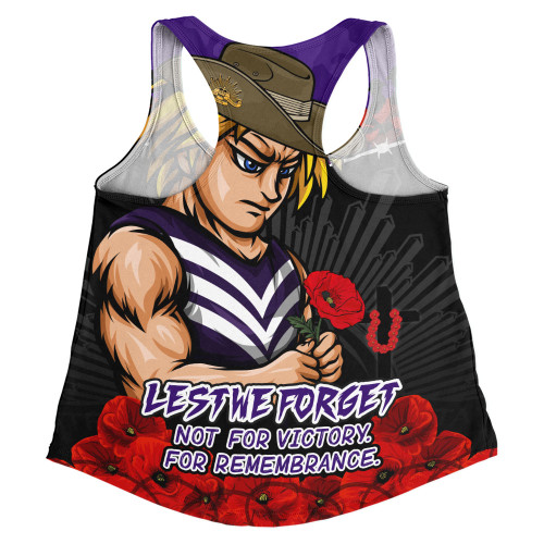 Fremantle Women Racerback Singlet ANZAC Day Not For Victory For Remembrance