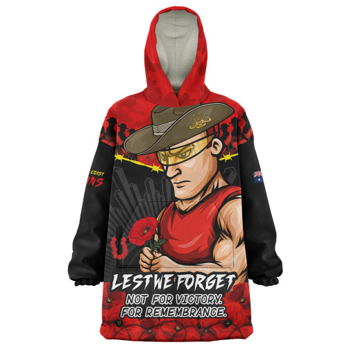Gold Coast SUNS Snug Hoodie ANZAC Day Not For Victory For Remembrance