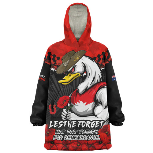 Sydney Swans Snug Hoodie ANZAC Day Not For Victory For Remembrance