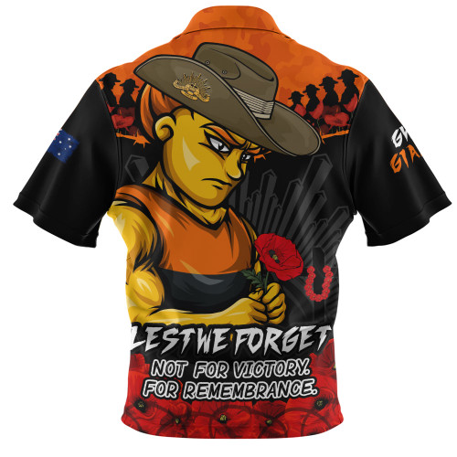 GWS GIANTS Zip Polo Shirt ANZAC Day Not For Victory For Remembrance