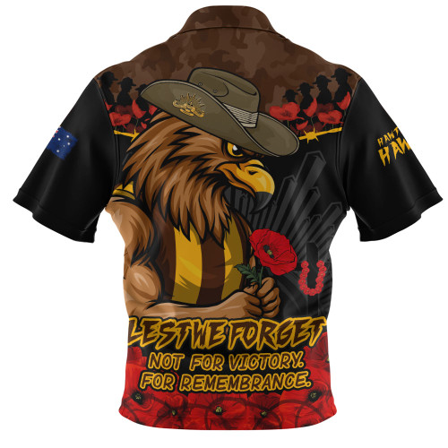 Hawthorn Zip Polo Shirt ANZAC Day Not For Victory For Remembrance
