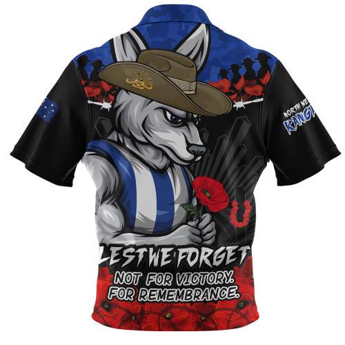 North Melbourne Zip Polo Shirt ANZAC Day Not For Victory For Remembrance