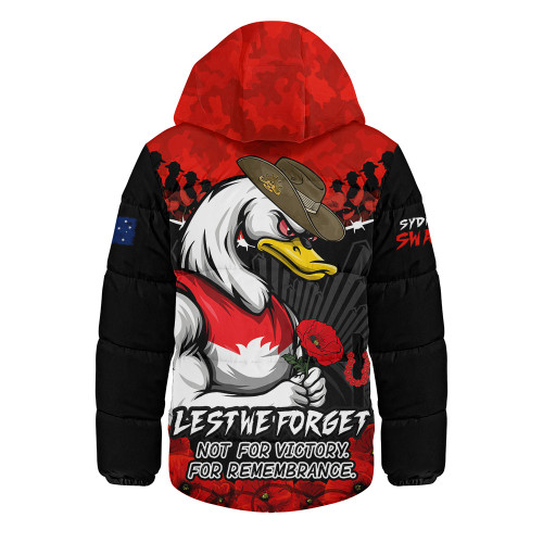 Sydney Swans Hooded Padded Jacket ANZAC Day Not For Victory For Remembrance