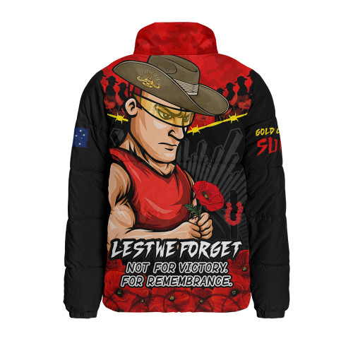 Gold Coast SUNS Padded Jacket ANZAC Day Not For Victory For Remembrance