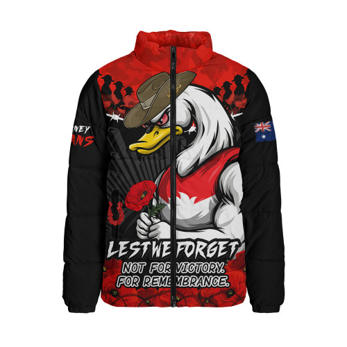 Sydney Swans Padded Jacket ANZAC Day Not For Victory For Remembrance