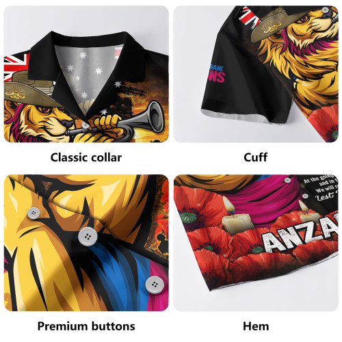 Brisbane Lions Hawaiian Shirt Anzac Day Dawn Of Courage Eternal Tribute