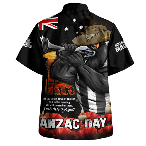 Collingwood Hawaiian Shirt Anzac Day Dawn Of Courage Eternal Tribute