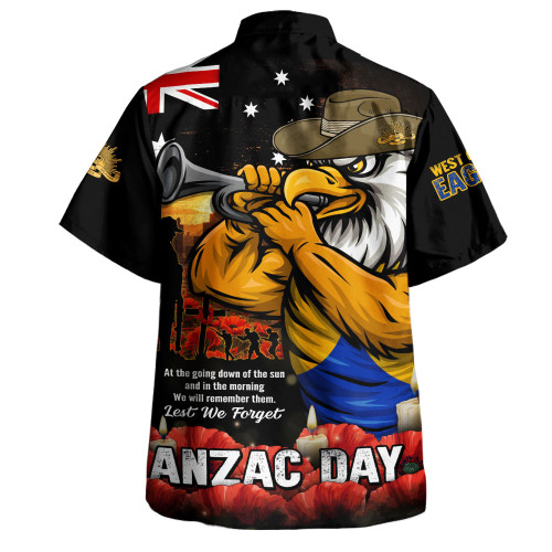 West Coast Eagles Hawaiian Shirt Anzac Day Dawn Of Courage Eternal Tribute