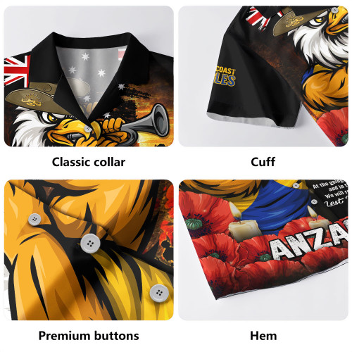 West Coast Eagles Hawaiian Shirt Anzac Day Dawn Of Courage Eternal Tribute