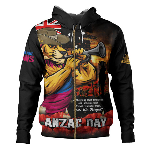 Brisbane Lions Hoodie Anzac Day Dawn Of Courage Eternal Tribute