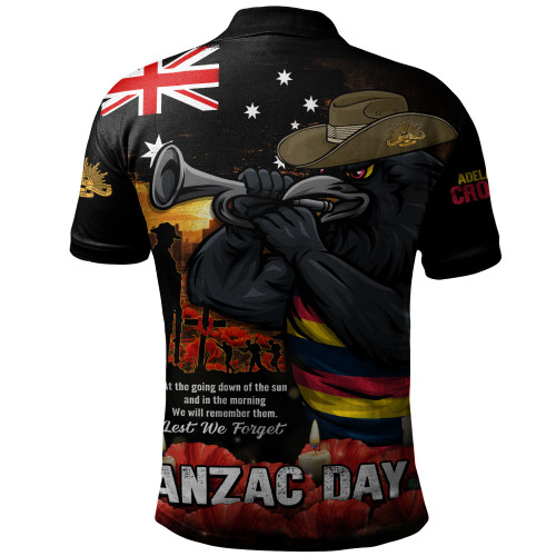 Adelaide Crows Polo Shirt Anzac Day Dawn Of Courage Eternal Tribute