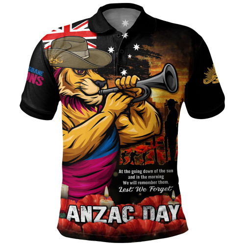 Brisbane Lions Polo Shirt Anzac Day Dawn Of Courage Eternal Tribute