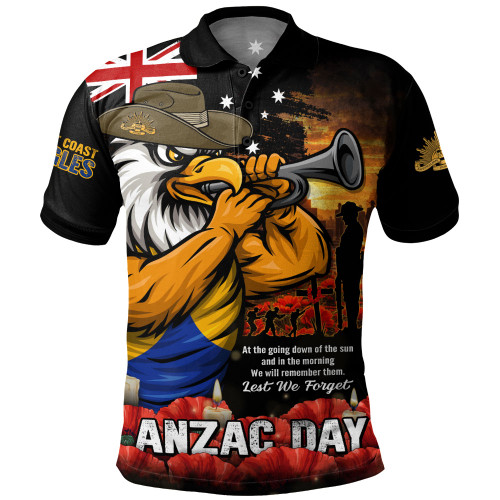 West Coast Eagles Polo Shirt Anzac Day Dawn Of Courage Eternal Tribute
