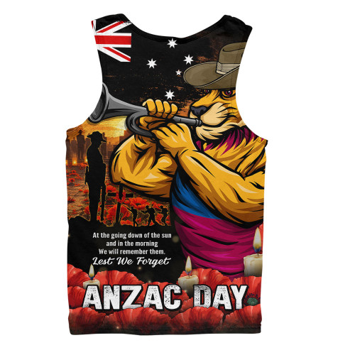 Brisbane Lions Men Singlet Anzac Day Dawn Of Courage Eternal Tribute