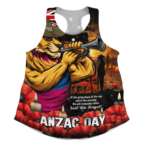 Brisbane Lions Women Racerback Singlet Anzac Day Dawn Of Courage Eternal Tribute