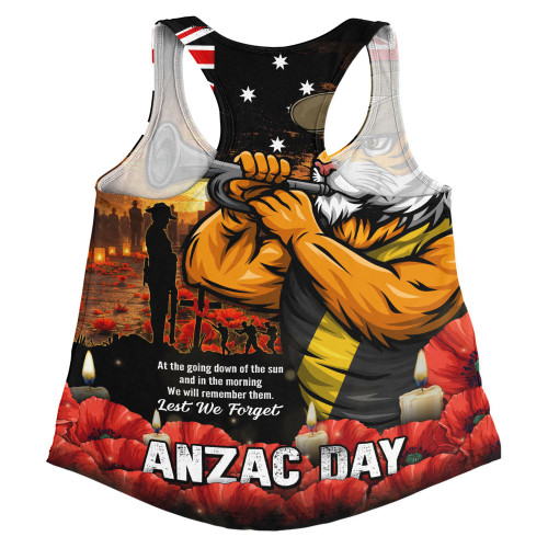 Richmond Women Racerback Singlet Anzac Day Dawn Of Courage Eternal Tribute