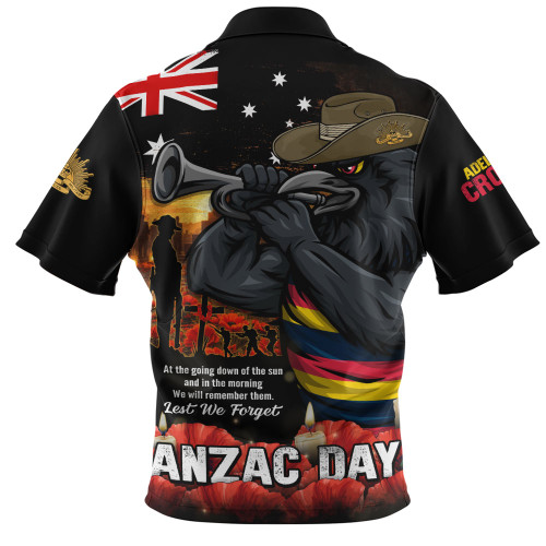 Adelaide Crows Zip Polo Shirt Anzac Day Dawn Of Courage Eternal Tribute