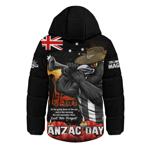 Collingwood Hooded Padded Jacket Anzac Day Dawn Of Courage Eternal Tribute