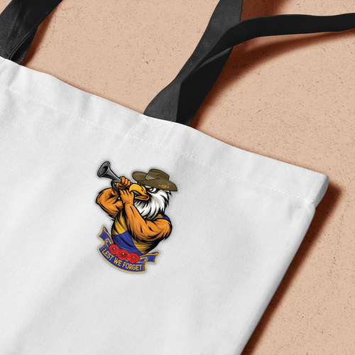 West Coast Eagles Lions Acrylic Pin Lest We Forget Bugler