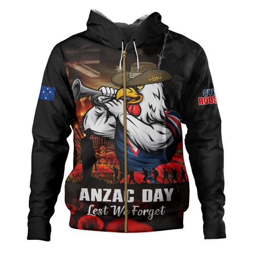 Sydney Roosters Hoodie Anzac Day Rising Dawn Ceremony Lest We Forget Courage