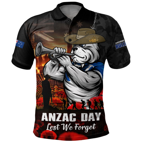 Canterbury-Bankstown Bulldogs Polo Shirt Anzac Day Rising Dawn Ceremony Lest We Forget Courage