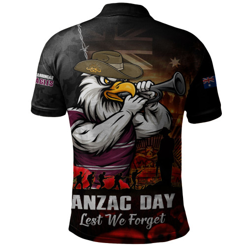Manly Warringah Sea Eagles Polo Shirt Anzac Day Rising Dawn Ceremony Lest We Forget Courage