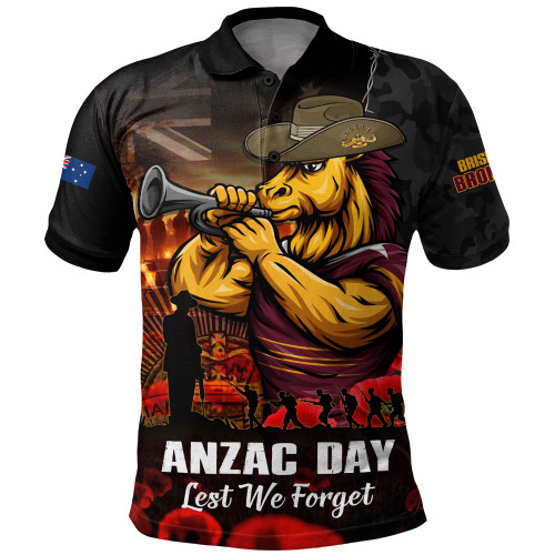 Brisbane Broncos Polo Shirt Anzac Day Rising Dawn Ceremony Lest We Forget Courage