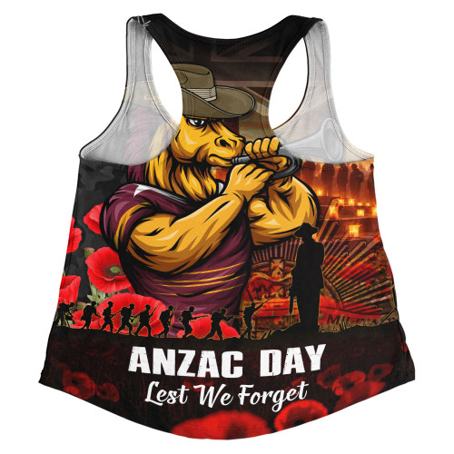 Brisbane Broncos Women Racerback Singlet Anzac Day Rising Dawn Ceremony Lest We Forget Courage