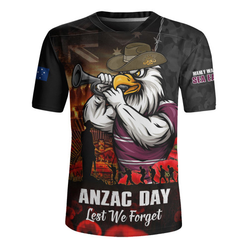 Manly Warringah Sea Eagles Rugby Jersey Anzac Day Rising Dawn Ceremony Lest We Forget Courage