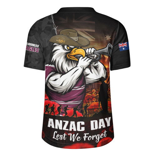 Manly Warringah Sea Eagles Rugby Jersey Anzac Day Rising Dawn Ceremony Lest We Forget Courage