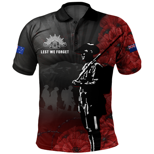 Australia Polo Shirt Anzac Day Lest We Forget Fallen Soldier ( Custom )