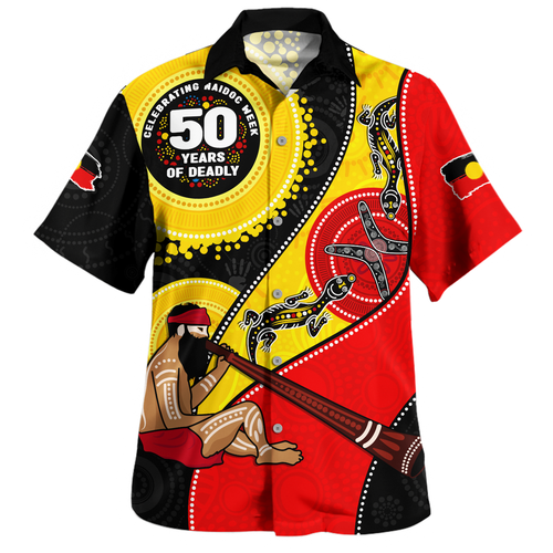 Indigenous Australian Aboriginal Hawaiian Shirt NAIDOC Week 50 Years Of Deadly Dreamtime Story
