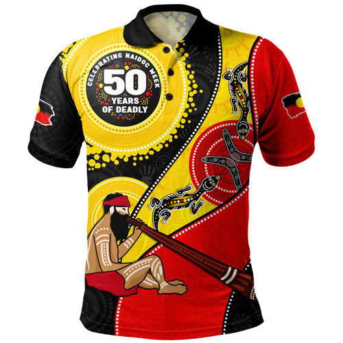 Indigenous Australian Aboriginal Polo Shirt NAIDOC Week 50 Years Of Deadly Dreamtime Story