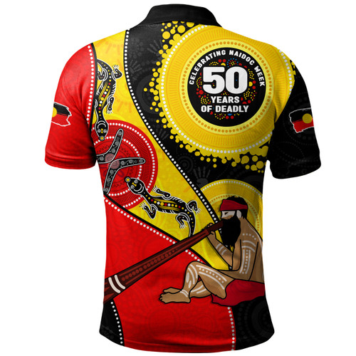 Indigenous Australian Aboriginal Polo Shirt NAIDOC Week 50 Years Of Deadly Dreamtime Story