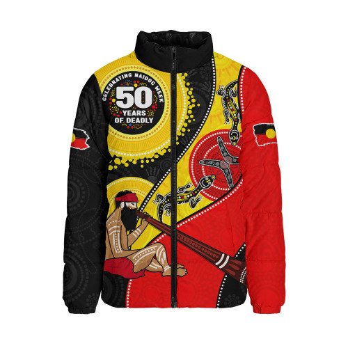 Indigenous Australian Aboriginal Padded Jacket NAIDOC Week 50 Years Of Deadly Dreamtime Story