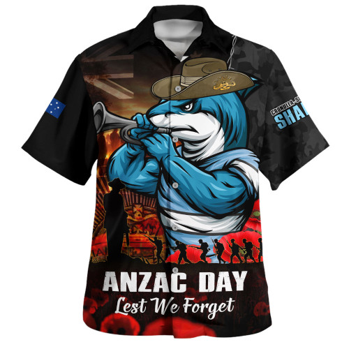 Cronulla-Sutherland Sharks Hawaiian Shirt Anzac Day Rising Dawn Ceremony Lest We Forget Courage