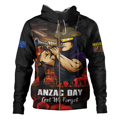 Melbourne Storm Hoodie Anzac Day Rising Dawn Ceremony Lest We Forget Courage