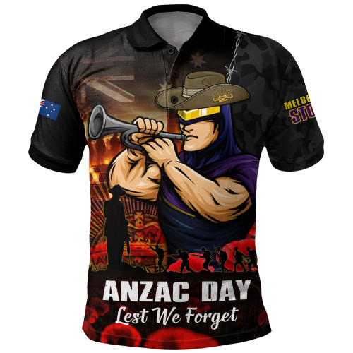 Melbourne Storm Polo Shirt Anzac Day Rising Dawn Ceremony Lest We Forget Courage