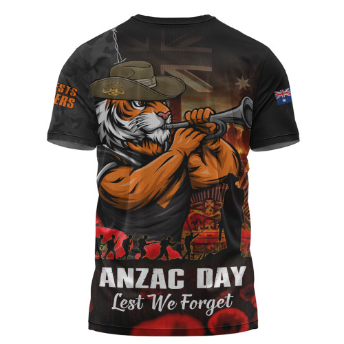 Wests Tigers T-Shirt Anzac Day Rising Dawn Ceremony Lest We Forget Courage