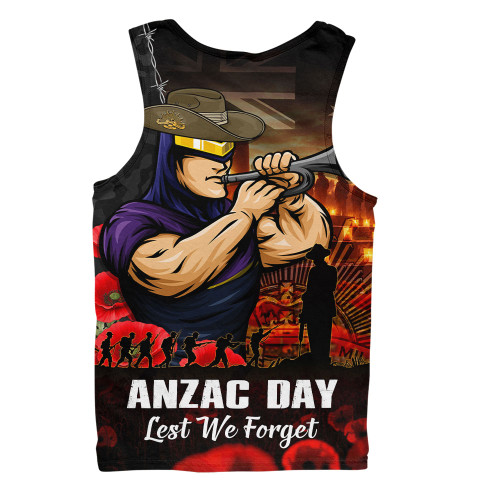 Melbourne Storm Men Singlet Anzac Day Rising Dawn Ceremony Lest We Forget Courage