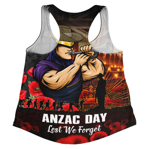 Melbourne Storm Women Racerback Singlet Anzac Day Rising Dawn Ceremony Lest We Forget Courage