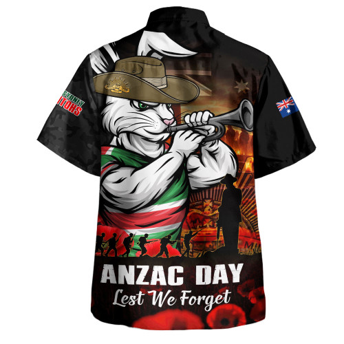 South Sydney Rabbitohs Hawaiian Shirt Anzac Day Rising Dawn Ceremony Lest We Forget Courage