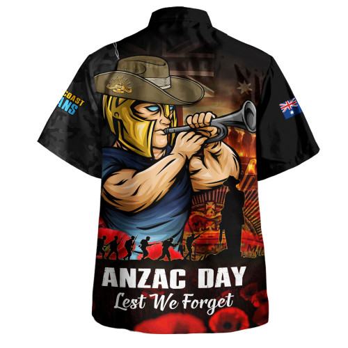 Gold Coast Titans Hawaiian Shirt Anzac Day Rising Dawn Ceremony Lest We Forget Courage