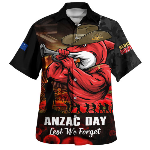 Redcliffe Dolphins Hawaiian Shirt Anzac Day Rising Dawn Ceremony Lest We Forget Courage