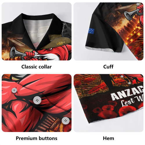 Redcliffe Dolphins Hawaiian Shirt Anzac Day Rising Dawn Ceremony Lest We Forget Courage